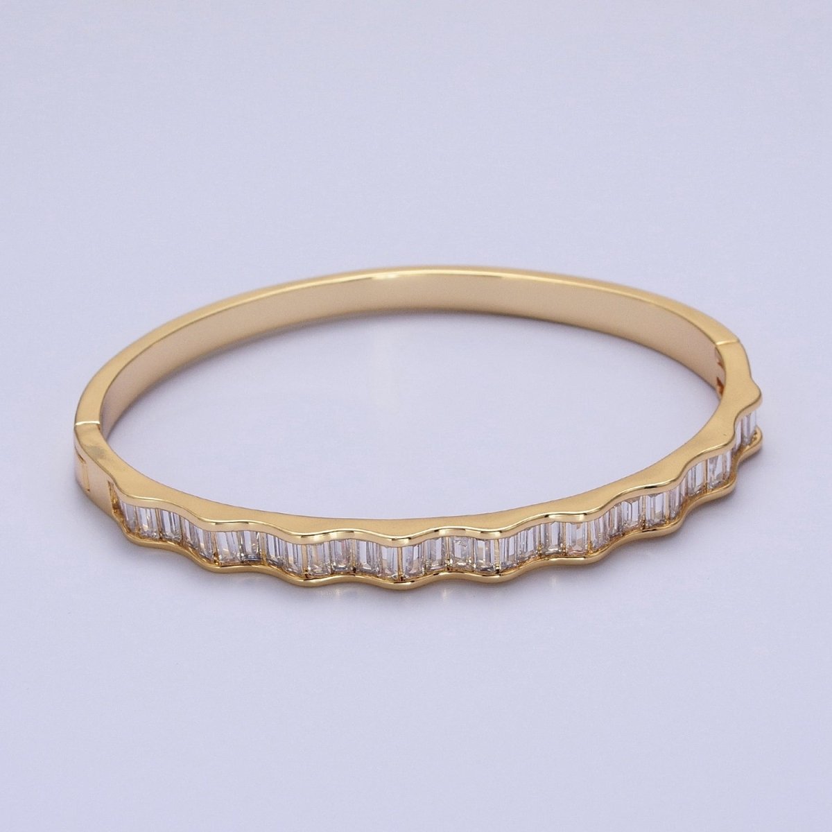 24k Gold Filled Baguette Geometric Wavy Silver / Gold Bangle Bracelet | WA-1299 WA-1346 WA-1347 Clearance Pricing - DLUXCA