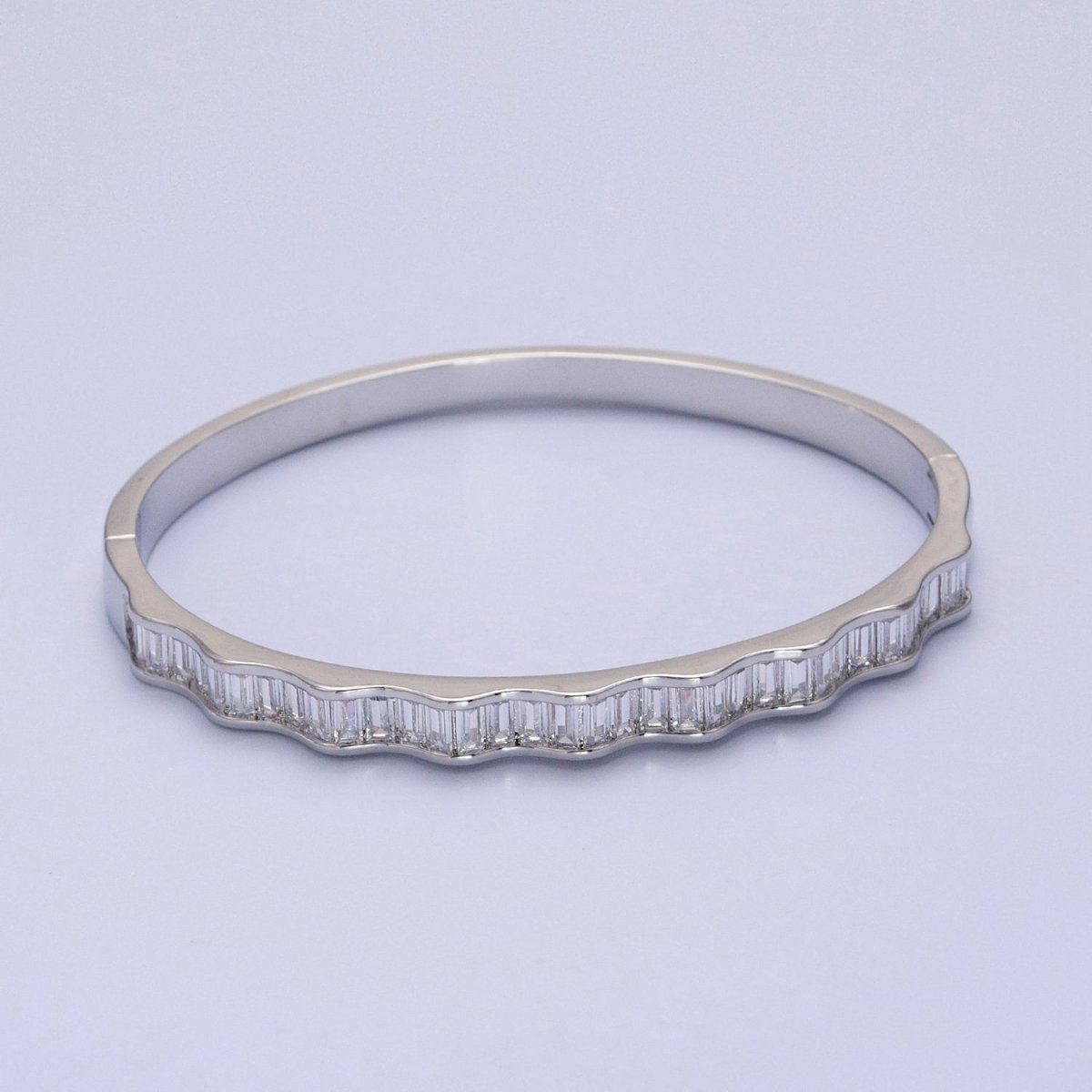 24k Gold Filled Baguette Geometric Wavy Silver / Gold Bangle Bracelet | WA-1299 WA-1346 WA-1347 Clearance Pricing - DLUXCA