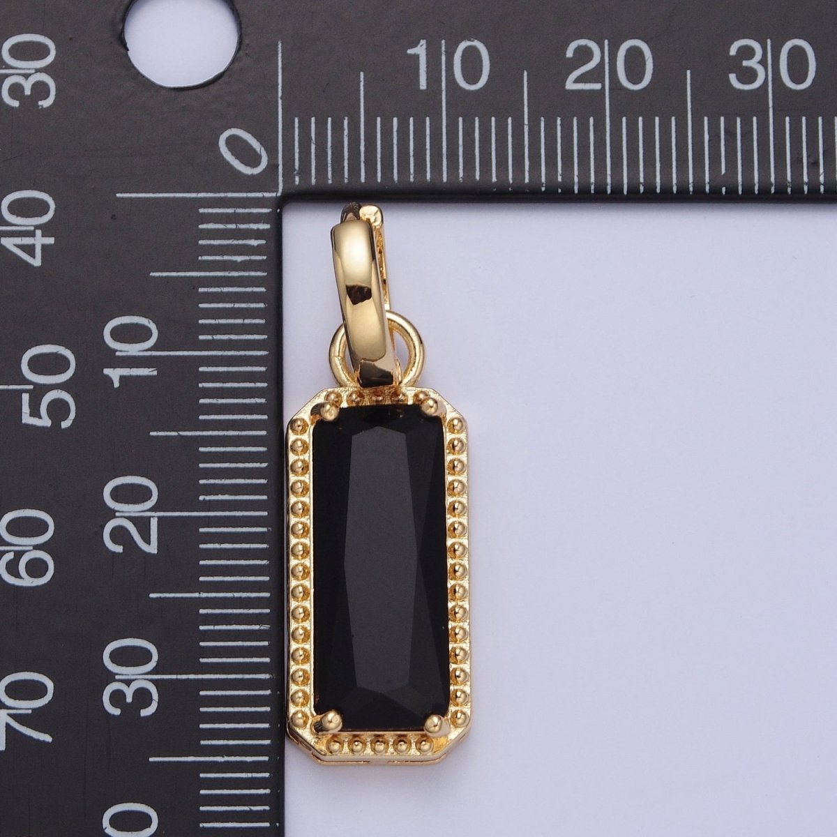 24K Gold Filled Baguette Huggie Hoop, Multicolor CZ Gold Beaded Cocktail Party Earrings V-410-V-418 - DLUXCA