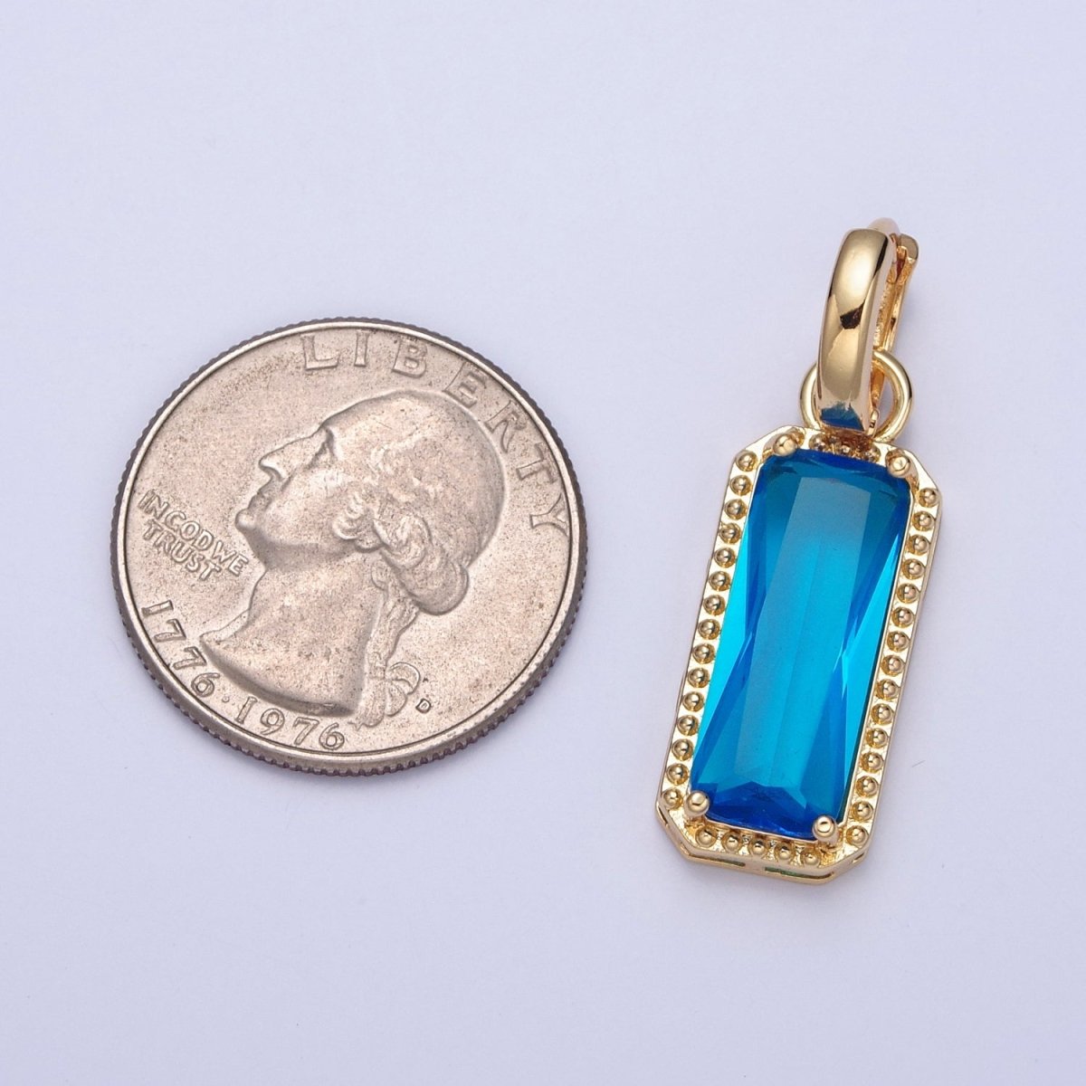 24K Gold Filled Baguette Huggie Hoop, Multicolor CZ Gold Beaded Cocktail Party Earrings V-410-V-418 - DLUXCA