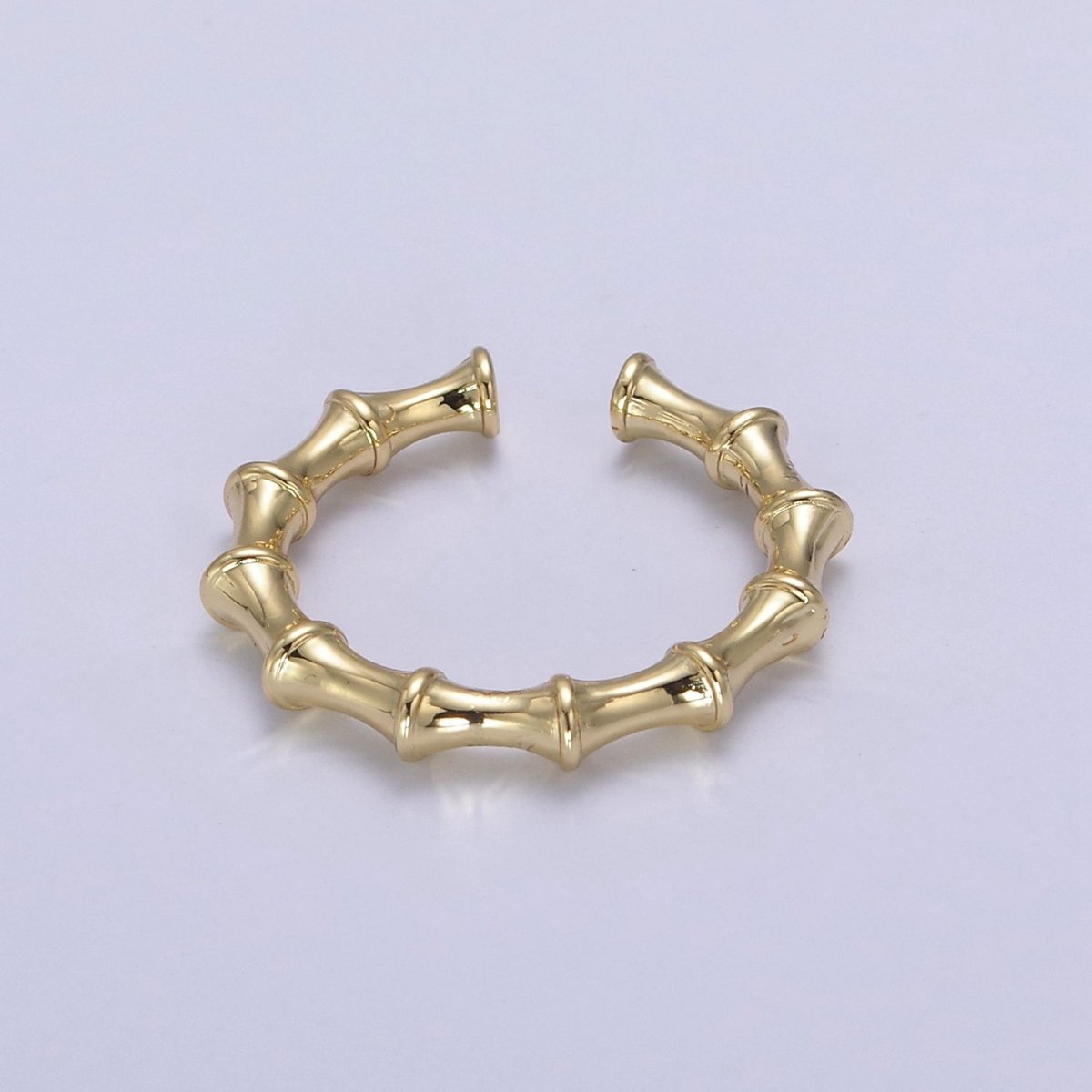 24K Gold Filled Bamboo Rings, Minimalist Nature Plant Bamboo Adjustable Ring in Gold & Silver, U-537 U-538 - DLUXCA