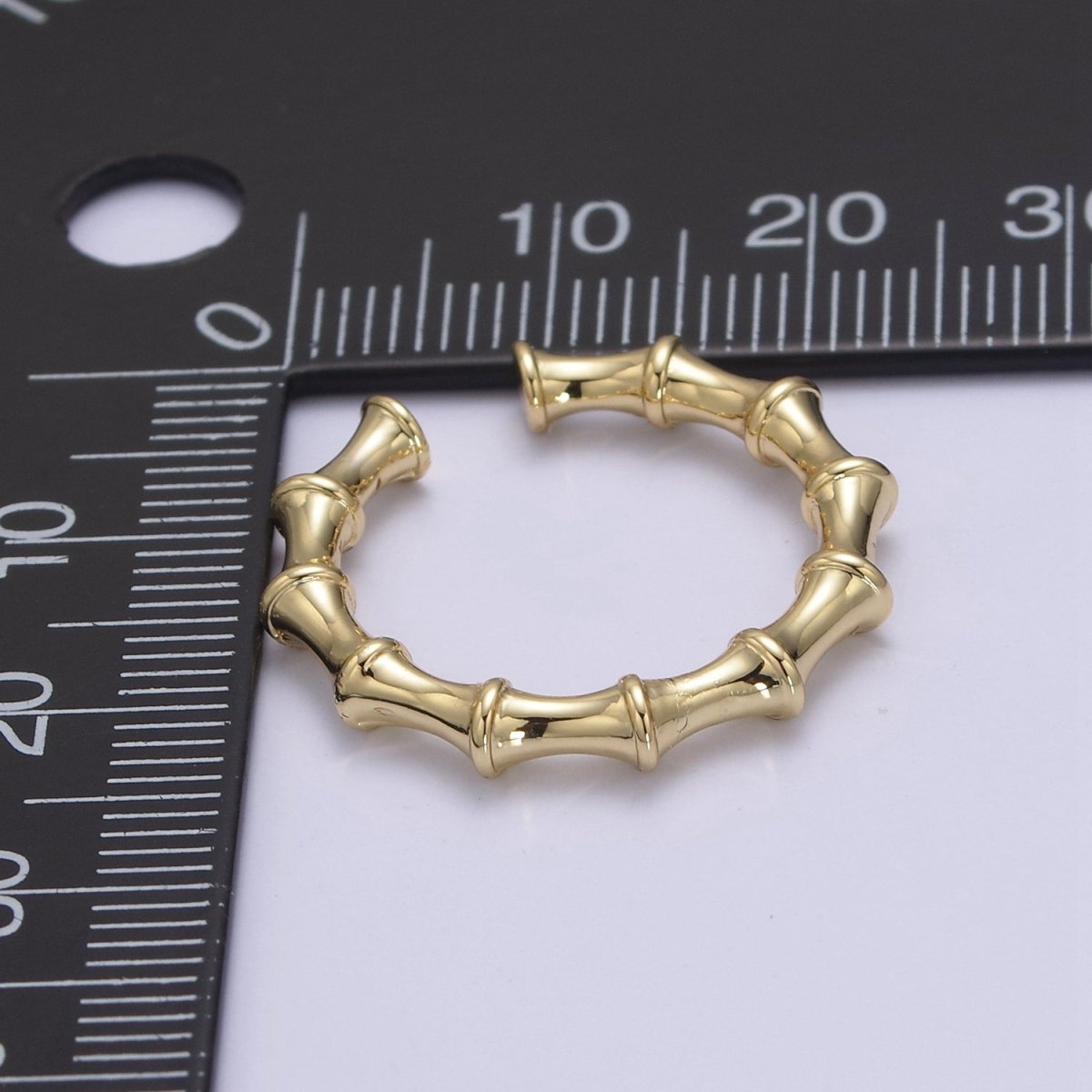 24K Gold Filled Bamboo Rings, Minimalist Nature Plant Bamboo Adjustable Ring in Gold & Silver, U-537 U-538 - DLUXCA