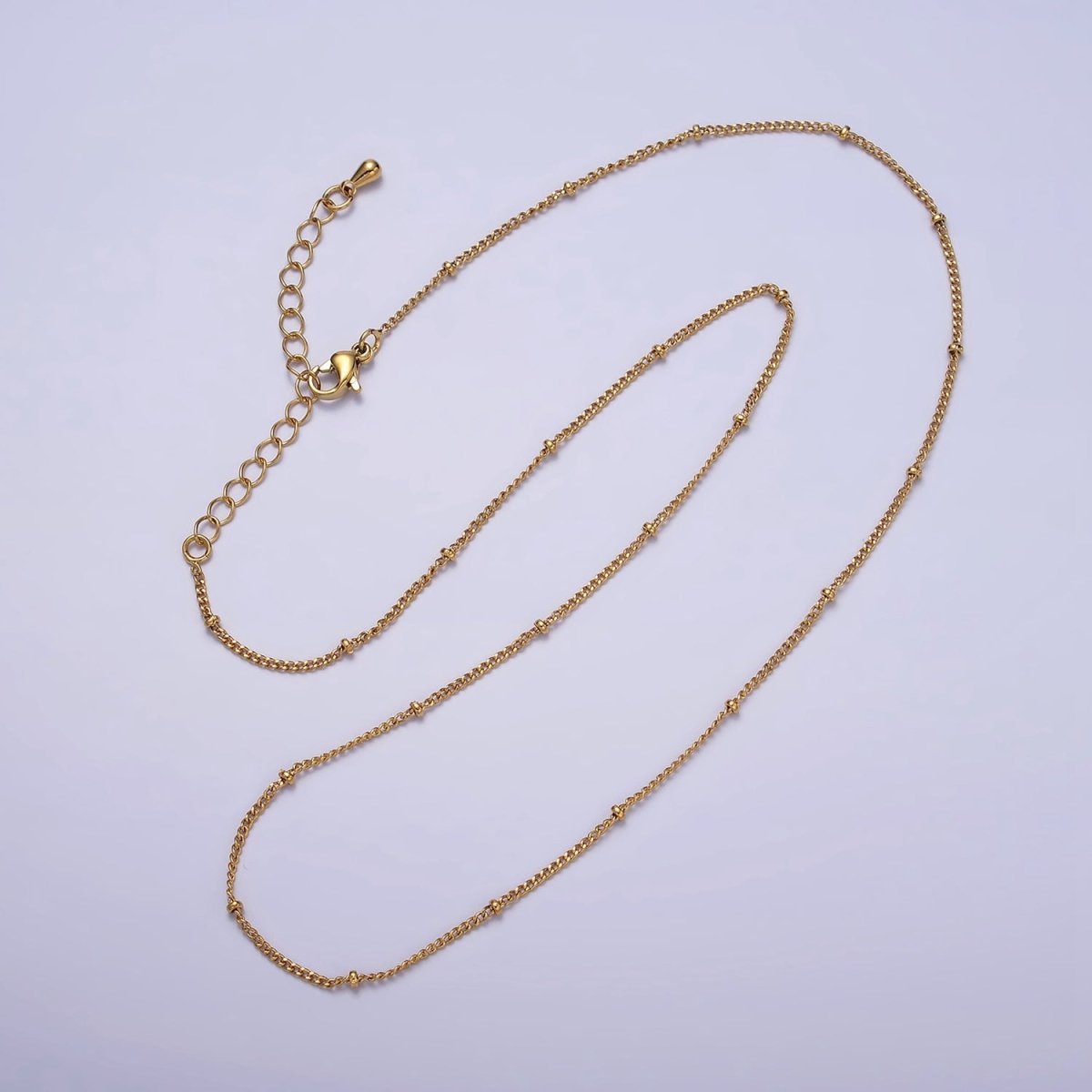 24K Gold Filled Beaded Cable Chain Necklace, Silver Gold Satellite Chain Necklace 18 inch | WA-1843 WA-1844 Clearance Pricing - DLUXCA