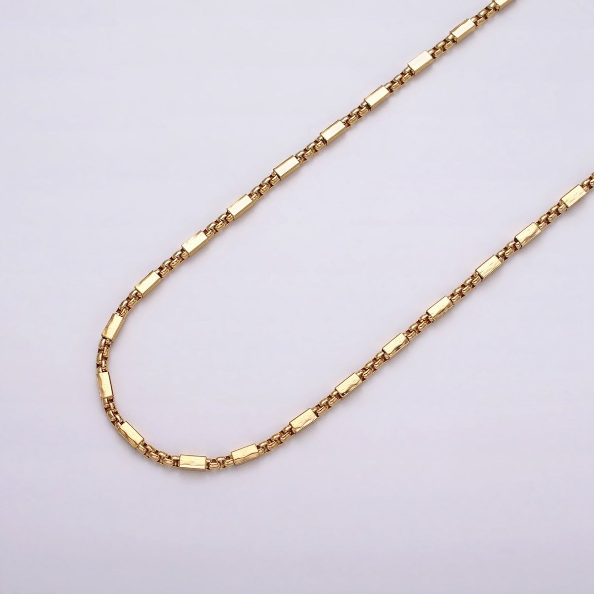 24k Gold Filled Beaded Cable with Rolo Link 2.1mm Square Bead Chain Link Unfinished Yard Chain in Gold & Silver | ROLL-1321 Clearance Pricing - DLUXCA