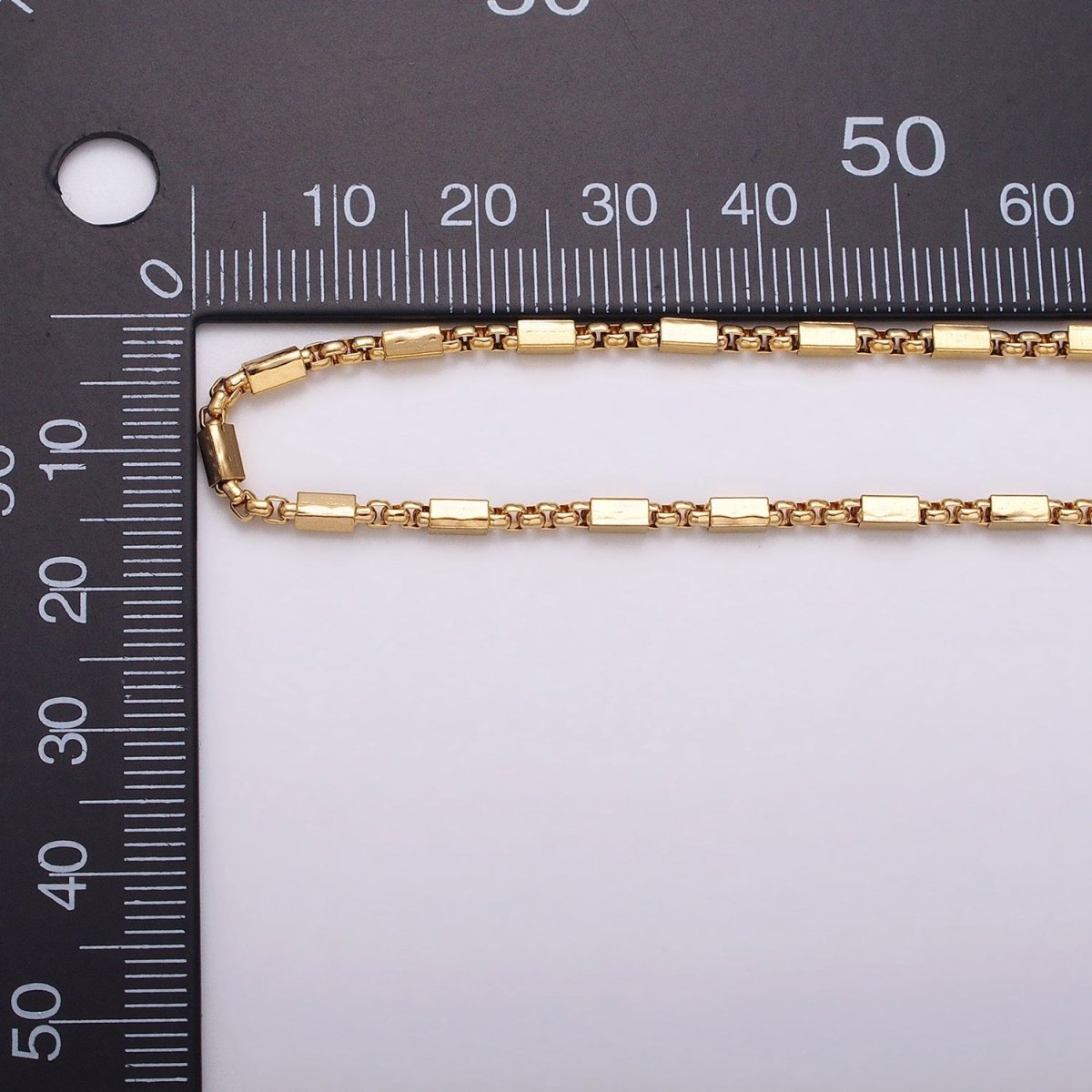 24k Gold Filled Beaded Cable with Rolo Link 2.1mm Square Bead Chain Link Unfinished Yard Chain in Gold & Silver | ROLL-1321 Clearance Pricing - DLUXCA