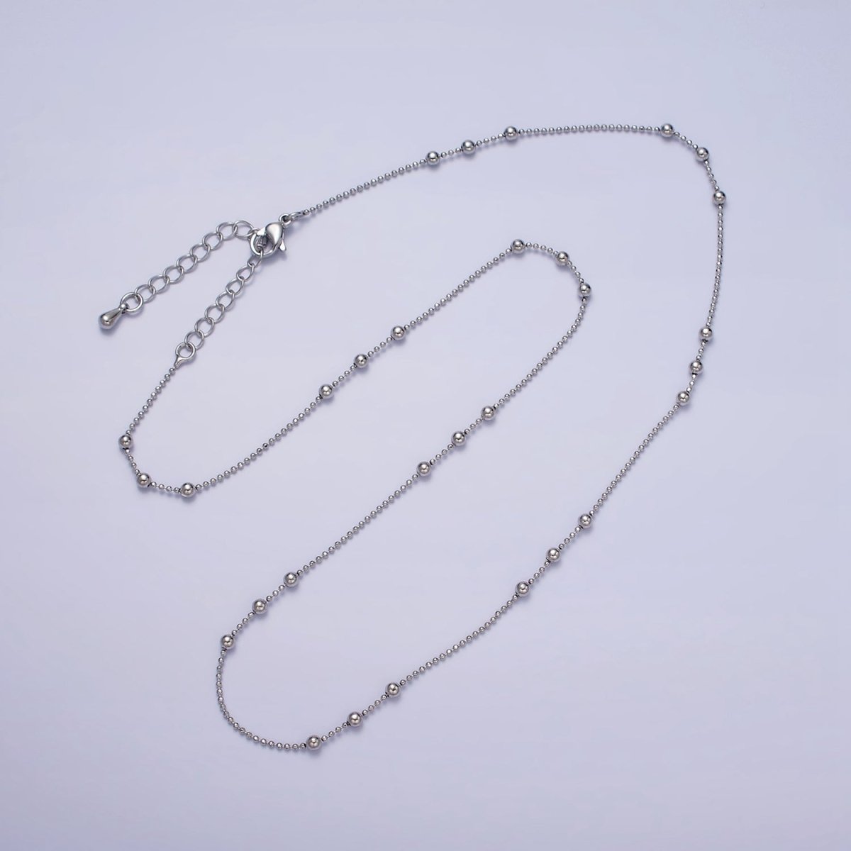 24k Gold Filled Beaded Satellite Chain Gold Filled Silver Chain Simple Everyday Layering Necklace 18 Inch | WA-1853 WA-1854 Clearance Pricing - DLUXCA