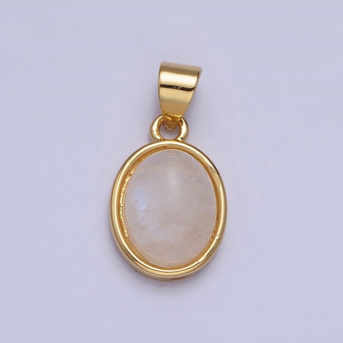 24K Gold Filled Blue Agate, Rose Quartz, Amethyst, Amazonite, Aventurine Oval Pendant | AA185 - AA188 AA194 - DLUXCA