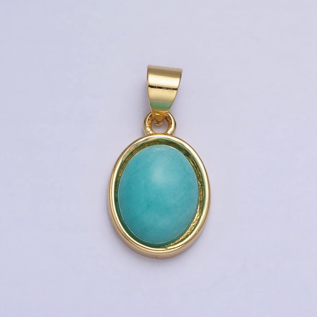 24K Gold Filled Blue Agate, Rose Quartz, Amethyst, Amazonite, Aventurine Oval Pendant | AA185 - AA188 AA194 - DLUXCA