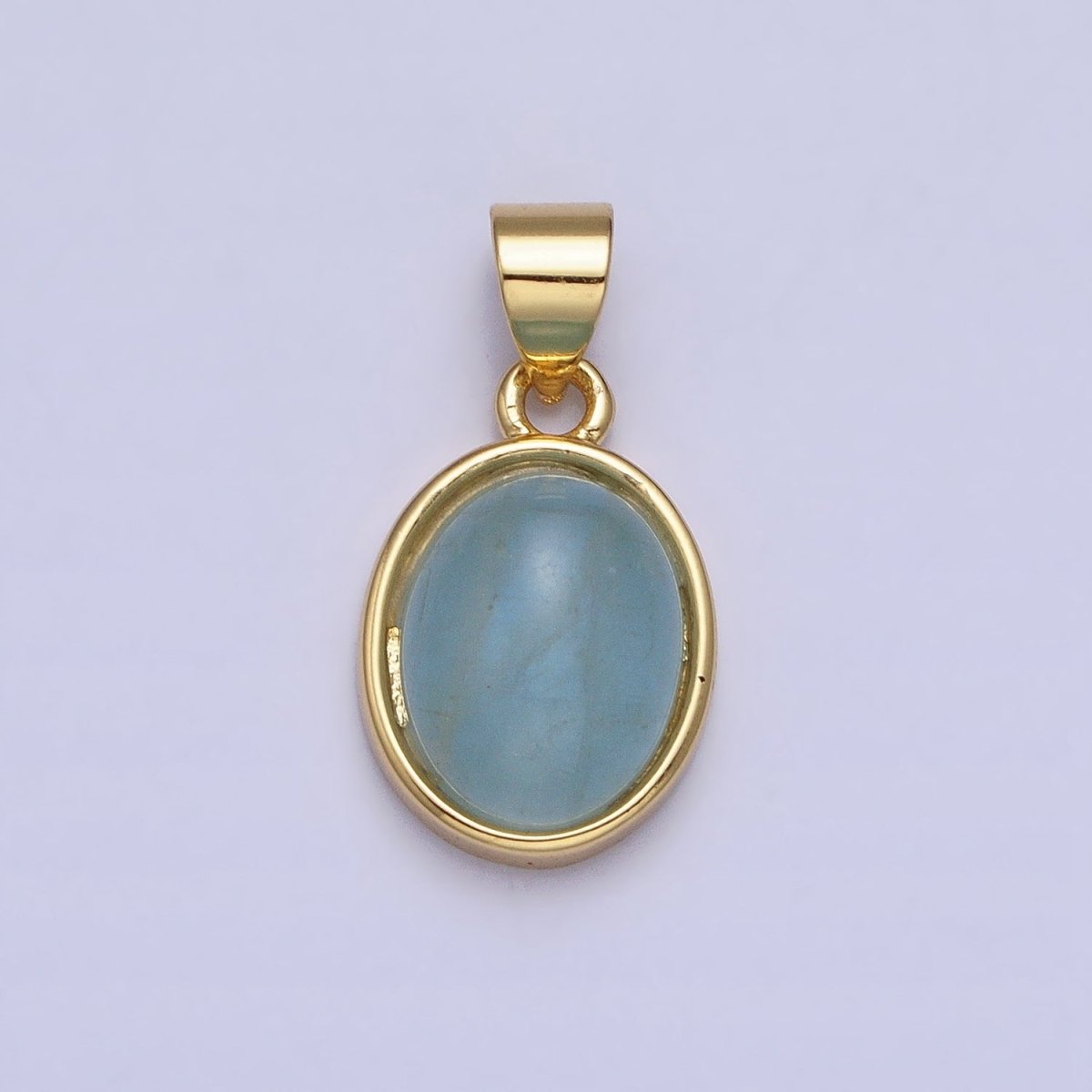 24K Gold Filled Blue Agate, Rose Quartz, Amethyst, Amazonite, Aventurine Oval Pendant | AA185 - AA188 AA194 - DLUXCA