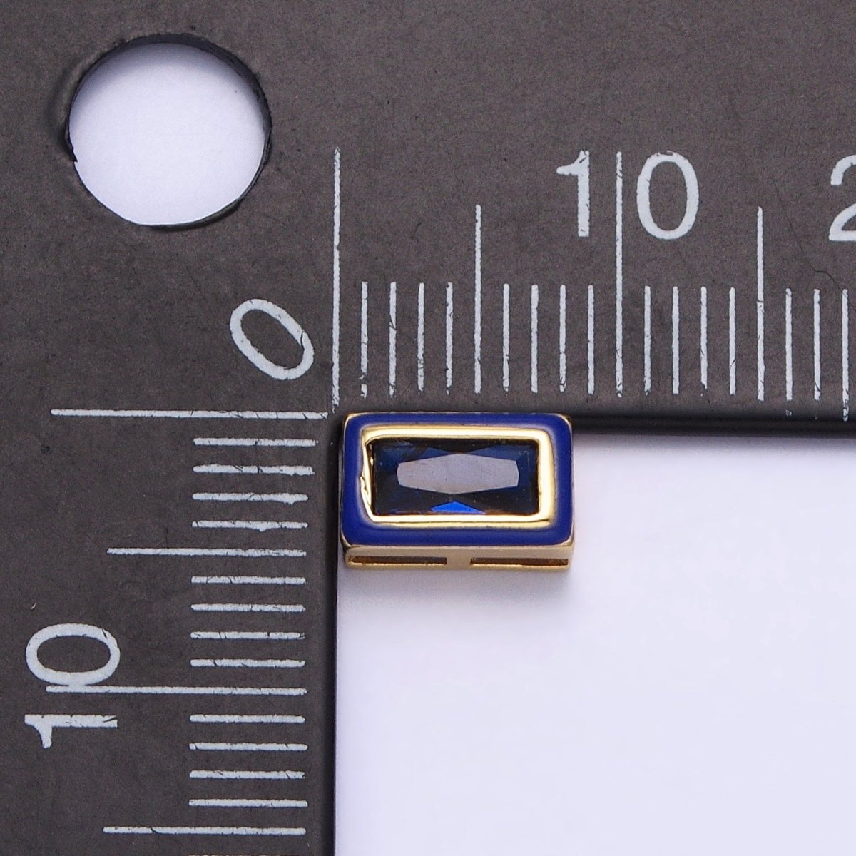 24K Gold Filled Blue, Yellow, Clear White, Pink, Purple Baguette Stone Rectangle Enamel Bead | B-165 B-170 B-174 B-175 B-178 - DLUXCA