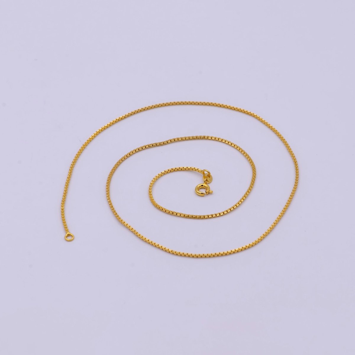 24k Gold Filled Box Chain Necklace, 18 Inch, 1mm Gold Chain, Box Link Chain For Women Men | WA-530 Clearance Pricing - DLUXCA