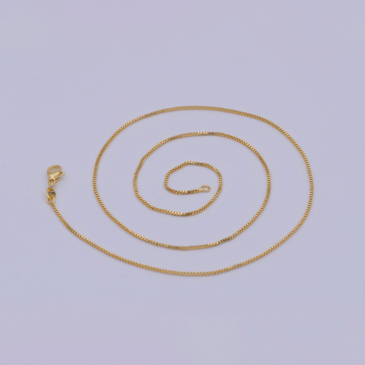 24K Gold Filled Box Chain Necklace, 20, 23.5 Inch Box Chain Necklace, Dainty 0.8mm Box Necklace | WA-469 WA-470 Clearance Pricing - DLUXCA