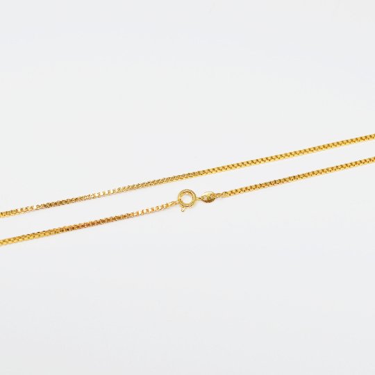 24K Gold Filled Box Chain Necklace, Dainty 1.5mm Box Chain, 19.9 inches Box Necklace w/ Spring Rings | CN-994 Clearance Pricing - DLUXCA
