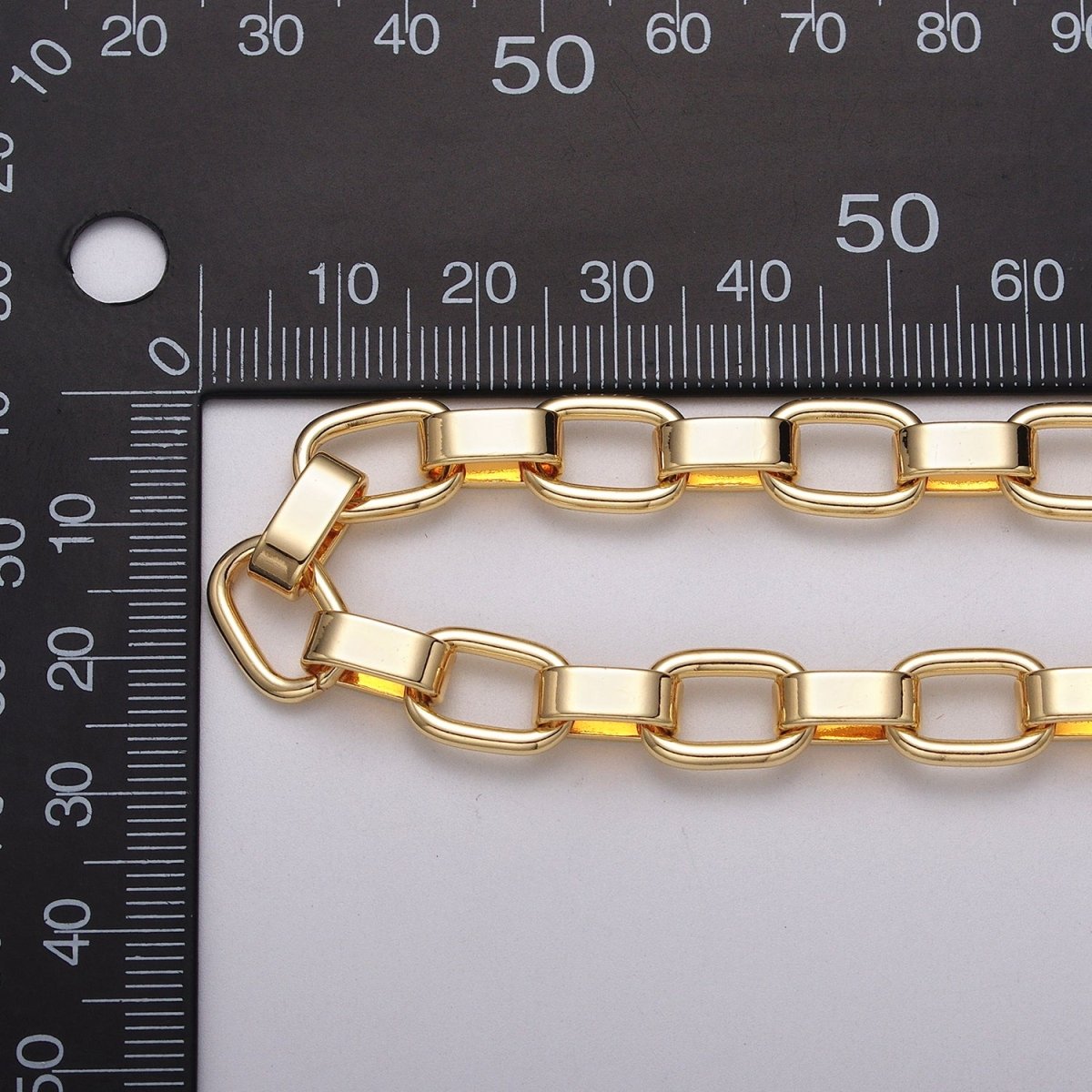 24k Gold Filled Boxy Cable Wide Link Unfinished Yard 9mm Chain in Gold & Silver | ROLL-1116 ROLL-1200 Clearance Pricing - DLUXCA