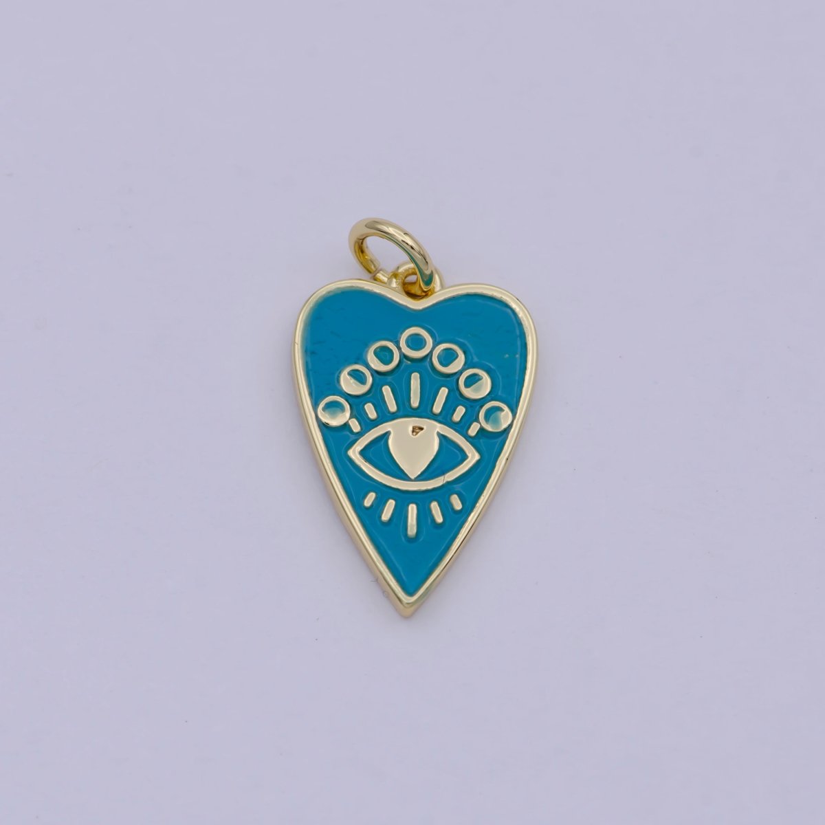 24k Gold Filled Bright Eye charm, Heart Charm, Eye Charm, Light Blie Charm, For Charm Bracelets, For Necklace Pendants E-579 - DLUXCA