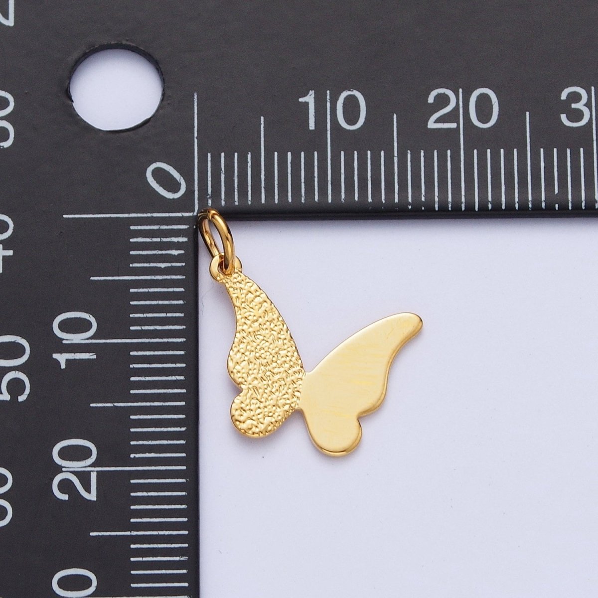 24K Gold Filled Butterfly Textured Charm, Minimalist Textured Gold Dainty Butterfly For Earring Bracelet Necklace Jewelry Making AG-089 - DLUXCA