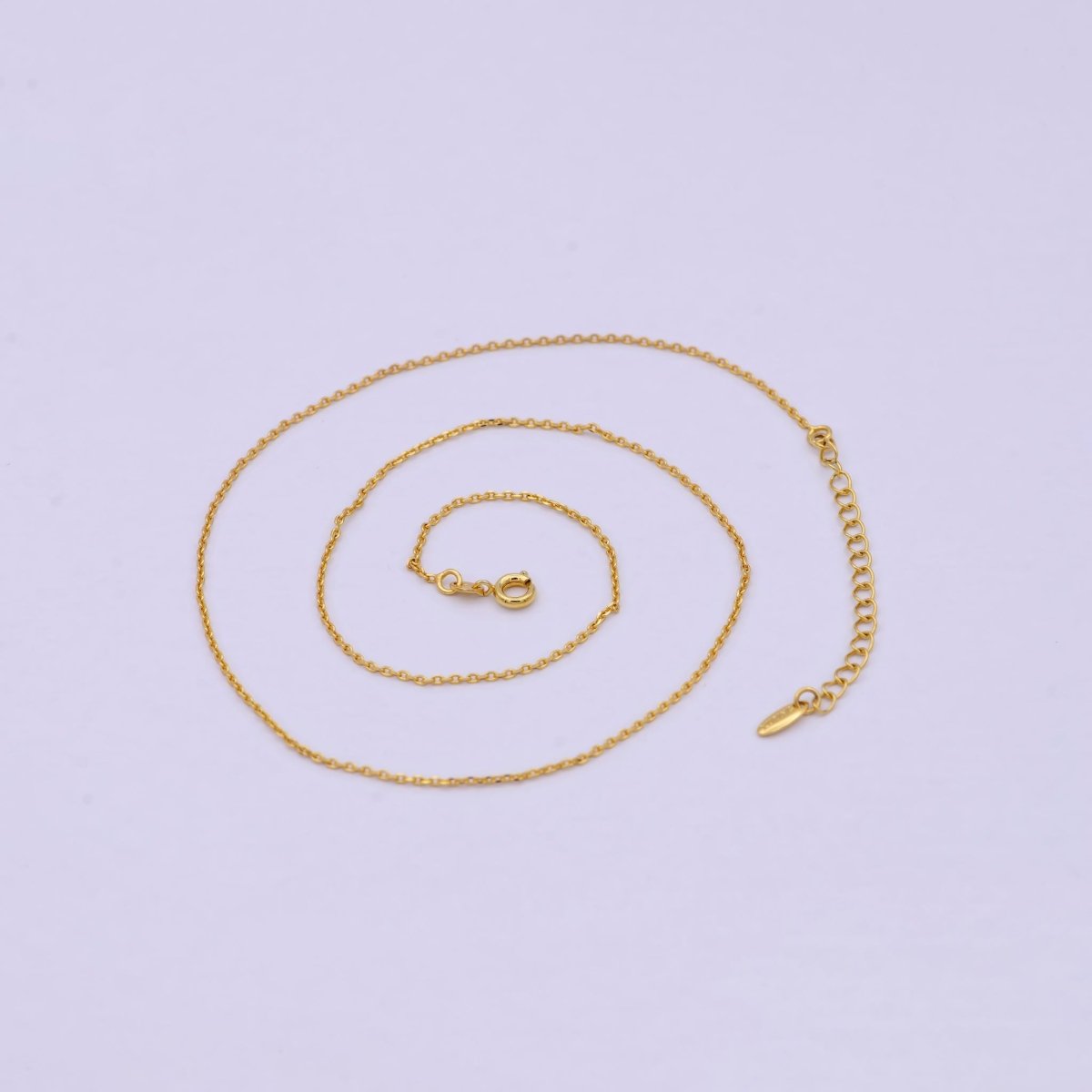 24K Gold Filled Cable Chain, 17.7 Inch Layering Finished Chain Necklace with Spring Ring | WA-613 Clearance Pricing - DLUXCA