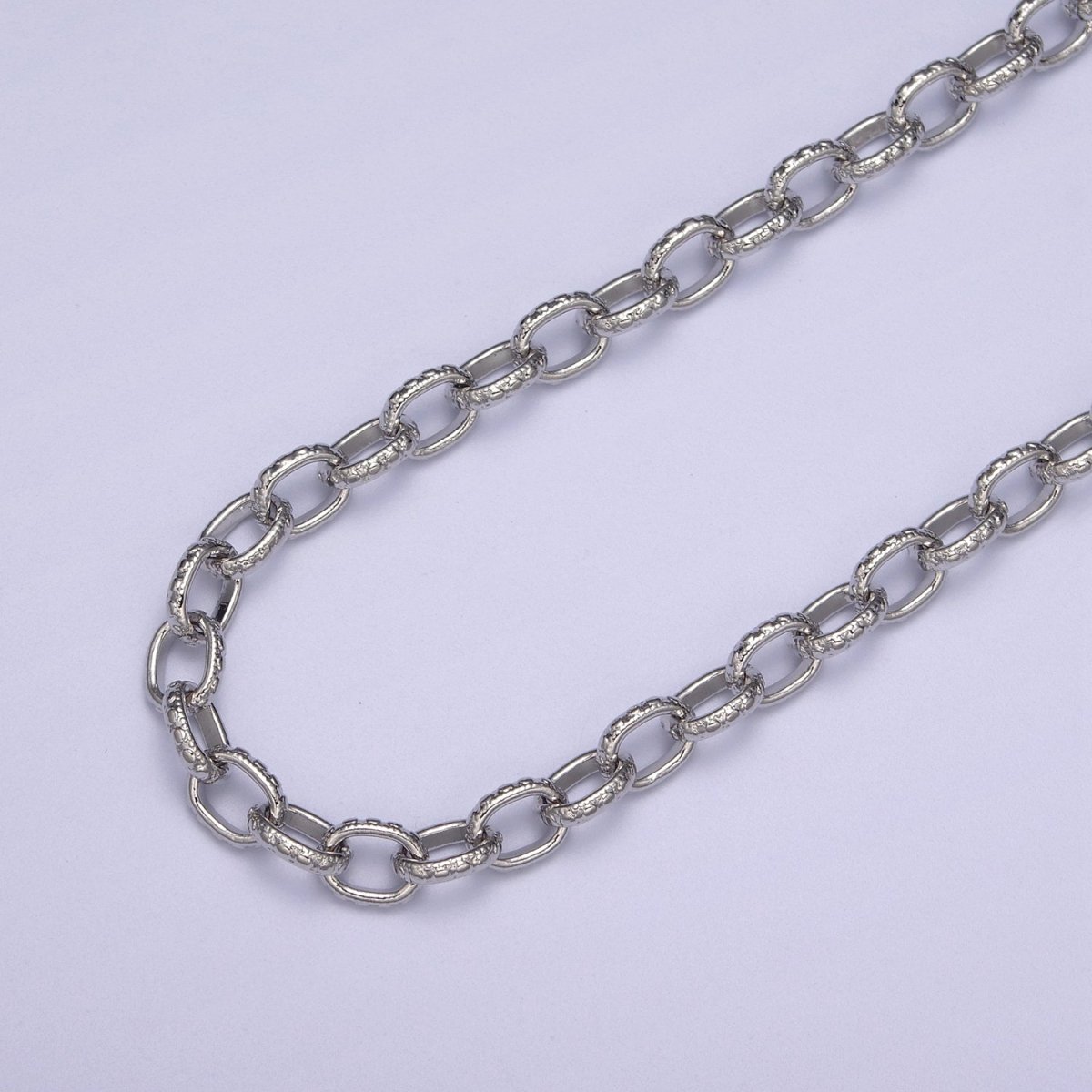 24K Gold Filled Cable Chain, 6mm Width Textured Beaded Dot Cable Chain in Gold & Silver, Wholesale Unfinished Chain For Jewelry Craft Making | ROLL-686, ROLL-687 Clearance Pricing - DLUXCA