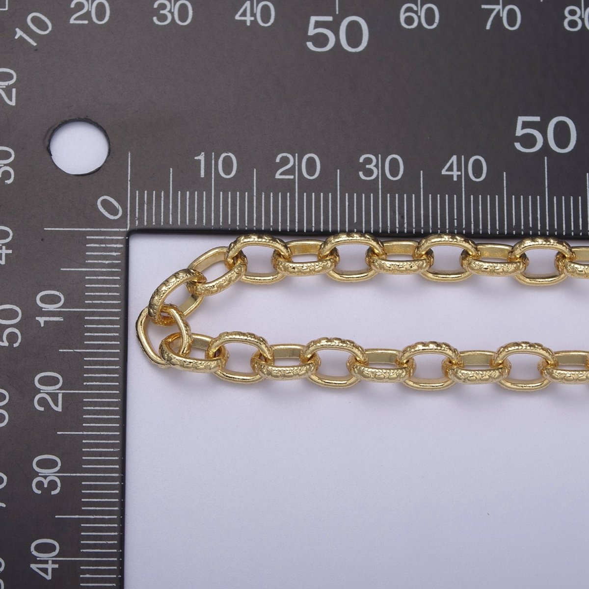 24K Gold Filled Cable Chain, 6mm Width Textured Beaded Dot Cable Chain in Gold & Silver, Wholesale Unfinished Chain For Jewelry Craft Making | ROLL-686, ROLL-687 Clearance Pricing - DLUXCA