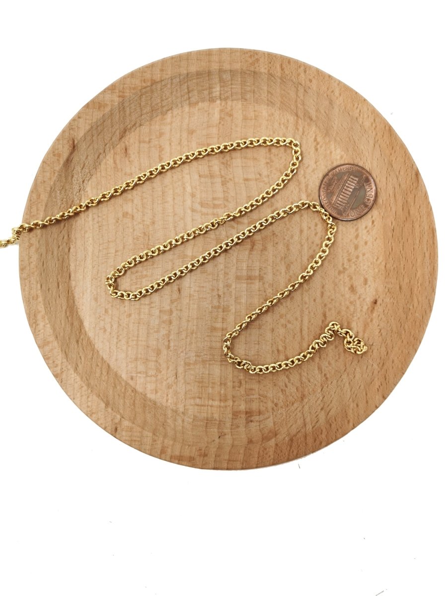 24K Gold Filled Cable Chain by Yard, Gold Filled Cable Chain by Yard, Wholesale Bulk Roll Chain for Jewelry Making | ROLL-100 Clearance Pricing - DLUXCA