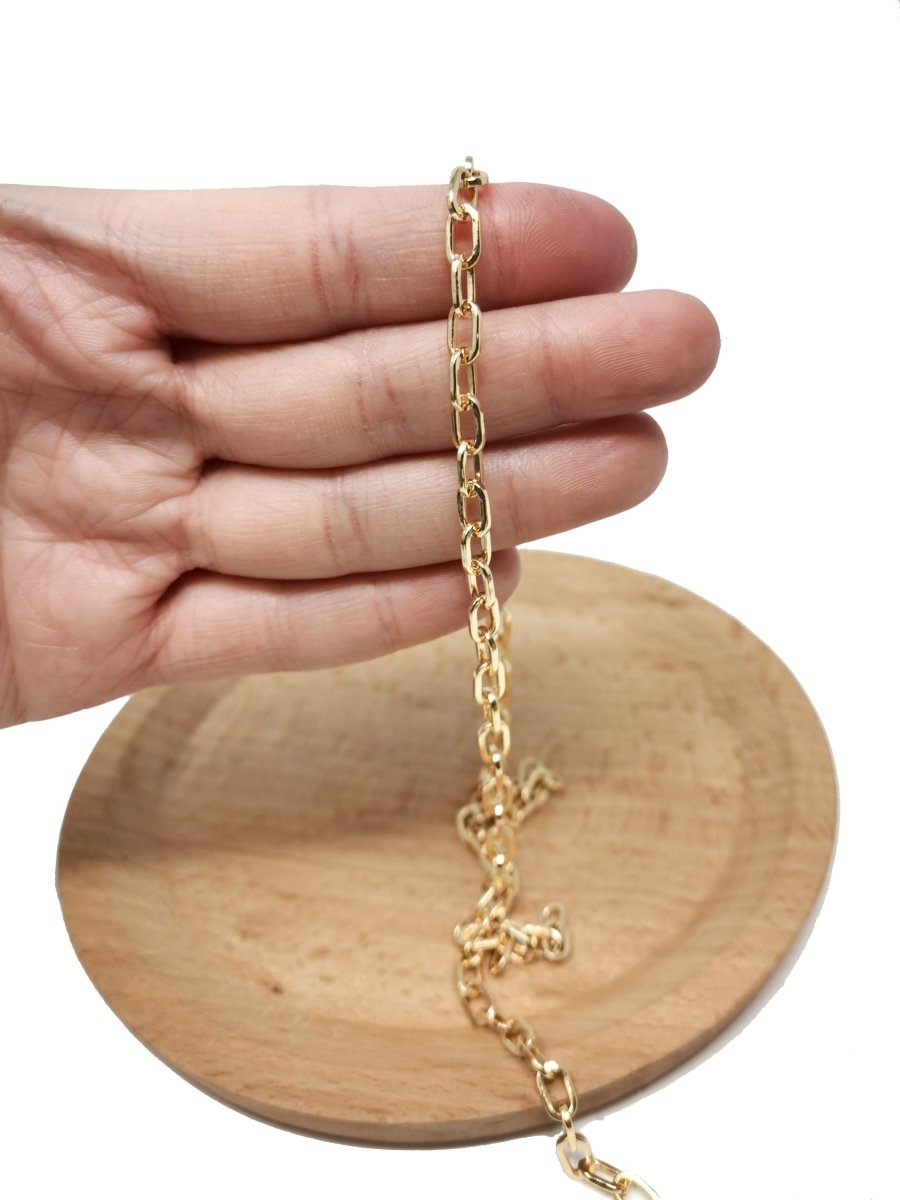 24K Gold Filled CABLE Chain by Yard, Wholesale Bulk Roll Chain For Jewelry Making, Necklace Bracelet Anklet Component Supply | ROLL-066 Clearance Pricing - DLUXCA