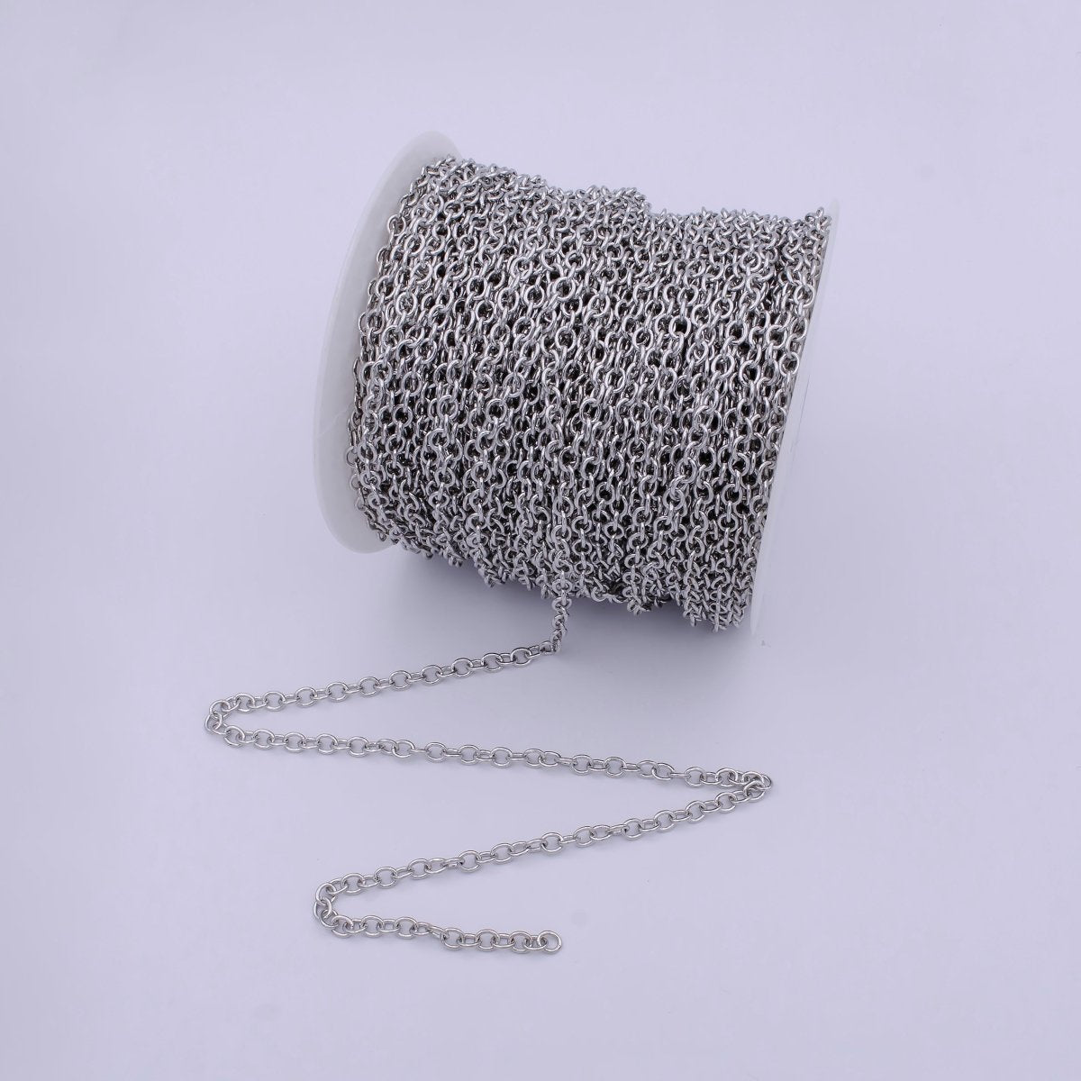 24K Gold Filled Cable Unfinished Chain, 4.3mm Width Cable Chain For Jewelry Making in Gold & Silver Color | ROLL-694, ROLL-695 Clearance Pricing - DLUXCA