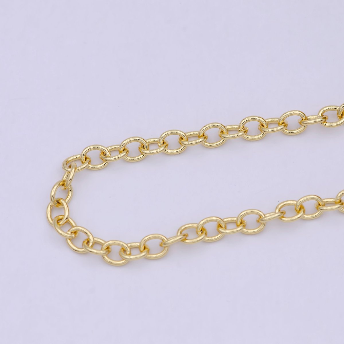 24K Gold Filled Cable Unfinished Chain, 4.3mm Width Cable Chain For Jewelry Making in Gold & Silver Color | ROLL-694, ROLL-695 Clearance Pricing - DLUXCA