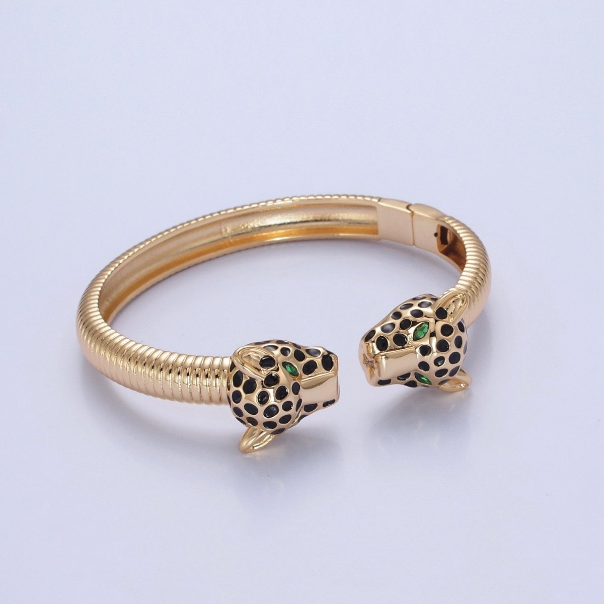 24K Gold Filled Cat Cheetah Bangle Bracelet in silver & gold | WA-990 WA-991 Clearance Pricing - DLUXCA
