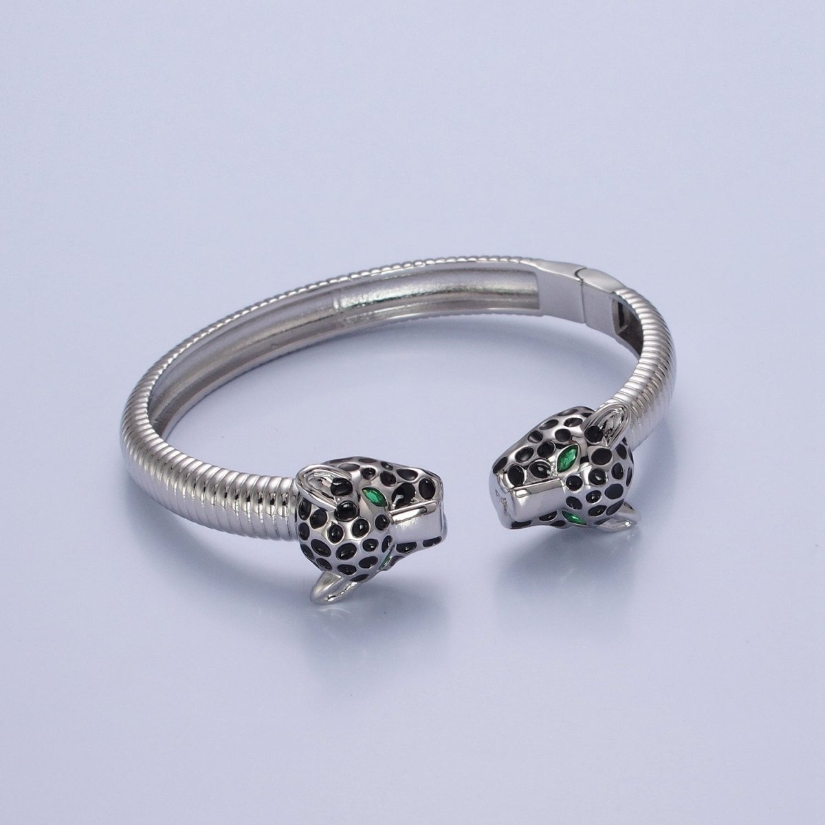 24K Gold Filled Cat Cheetah Bangle Bracelet in silver & gold | WA-990 WA-991 Clearance Pricing - DLUXCA