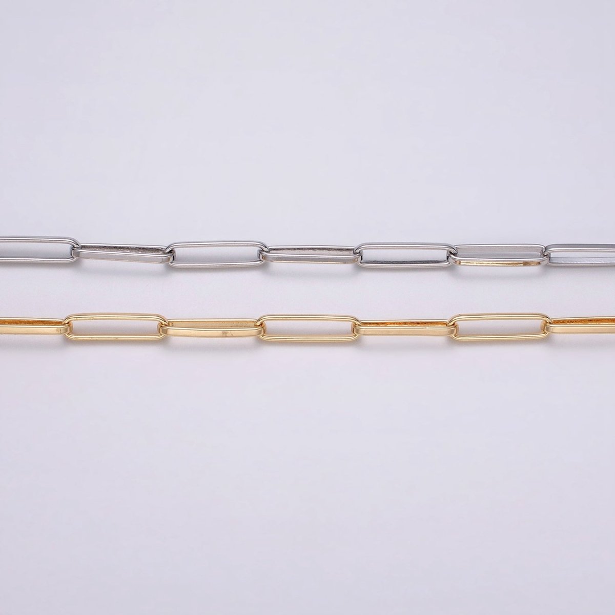 24k Gold Filled Chain by Yard Slim PaperClip Chain Unfinished Chain Wholesale Elongated Oval Link Chain | ROLL-1285 ROLL-1286 Clearance Pricing - DLUXCA