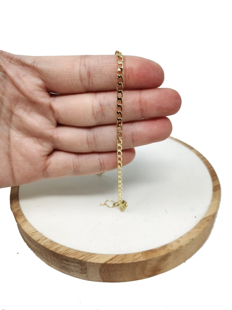 24K Gold Filled Chain Cuban Link Chain, Width 3mm Thickness, Gold Filled Finding Chain For Necklace Bracelet Jewelry Making | ROLL-087 - DLUXCA