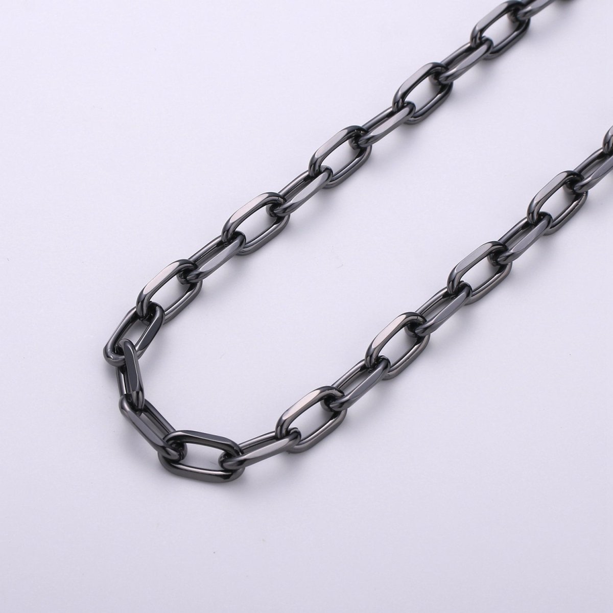 24K Gold Filled Chain Fashion CABLE Chain - Silver, Rose Gold, Black Chunky Chain, 12X7mm 2mm Thick Chain | ROLL-143, ROLL-144, ROLL-145, ROLL-146 Clearance Pricing - DLUXCA