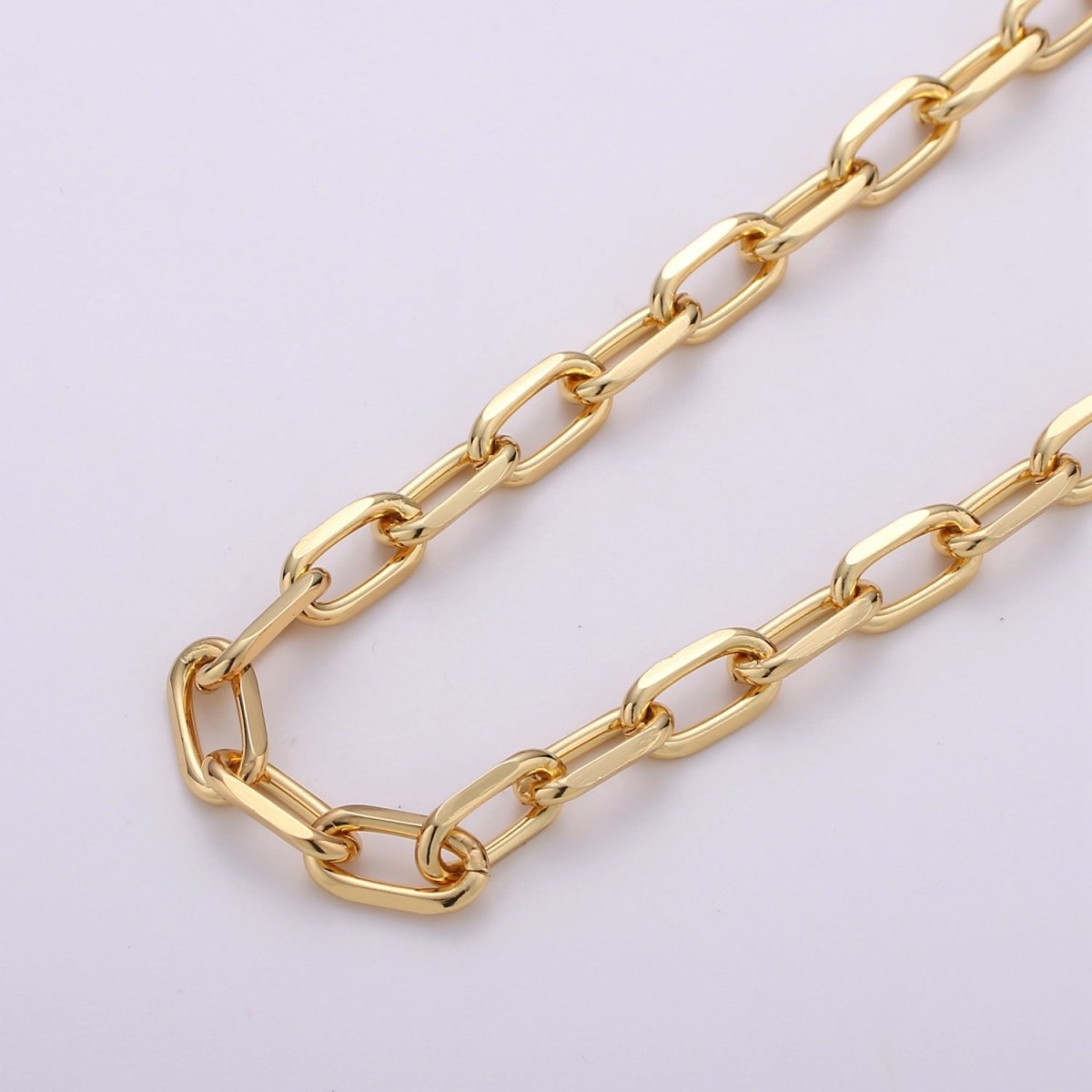 24K Gold Filled Chain Fashion CABLE Chain - Silver, Rose Gold, Black Chunky Chain, 12X7mm 2mm Thick Chain | ROLL-143, ROLL-144, ROLL-145, ROLL-146 Clearance Pricing - DLUXCA
