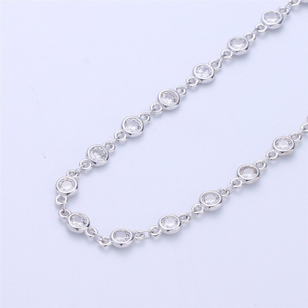 24K Gold Filled Chain Round CZ Chain by Yard, Bulk Chain by Yard, Cubic Chain, Tiny CZ Chain, Ideal for Lariet Long Necklace, DESIGNED Chain Component Supply | ROLL-041, ROLL-047 Clearance Pricing - DLUXCA