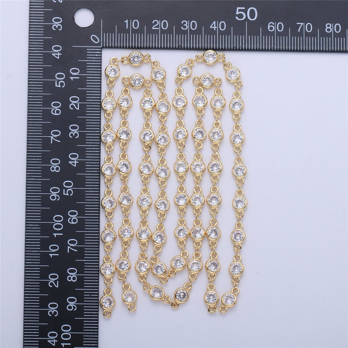 24K Gold Filled Chain Round CZ Chain by Yard, Bulk Chain by Yard, Cubic Chain, Tiny CZ Chain, Ideal for Lariet Long Necklace, DESIGNED Chain Component Supply | ROLL-041, ROLL-047 Clearance Pricing - DLUXCA