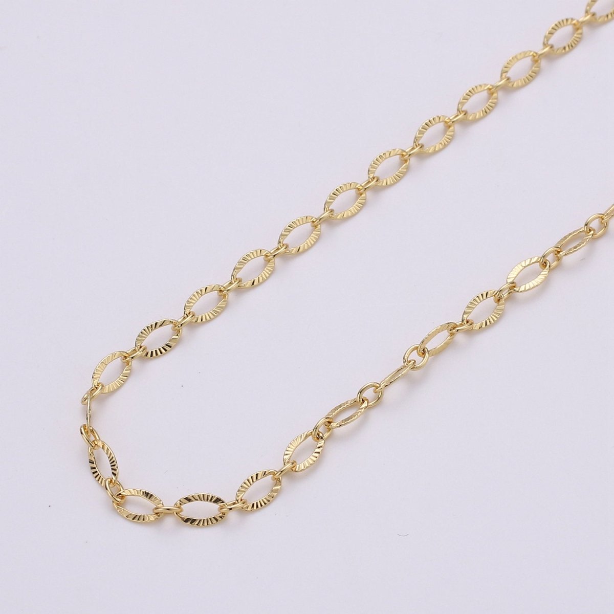 24K Gold Filled Chain - Textured CABLE Chain - 6x3.5mm - Unfinished Chain by Yard For Jewelry Making | ROLL-135 Clearance Pricing - DLUXCA