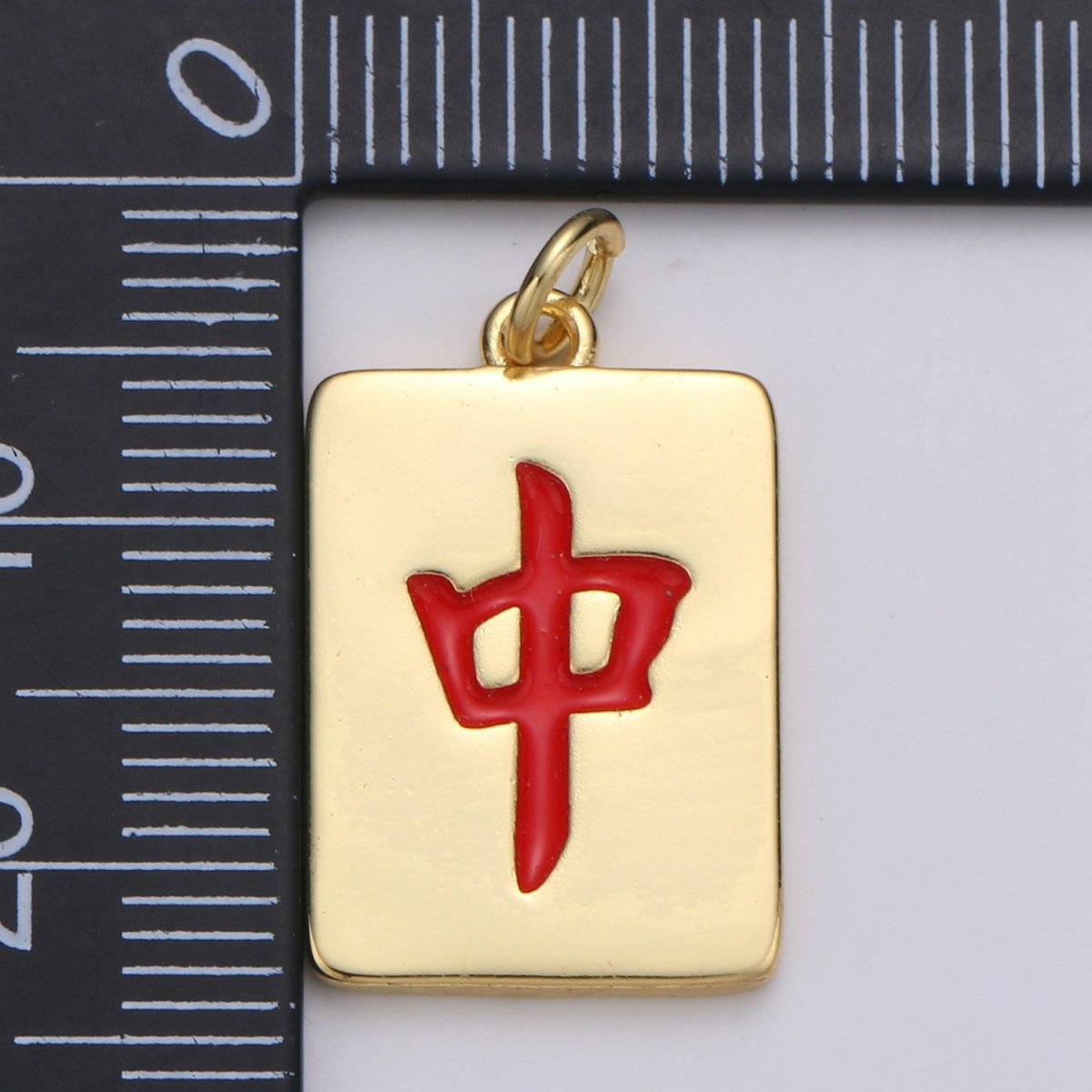 24K Gold Filled Charms for Necklace Bracelet Earring Supply Gold Mahjong Tile Charm Chinese Character Wealth Rich Amulet Charm E-010 E-011 E-012 - DLUXCA
