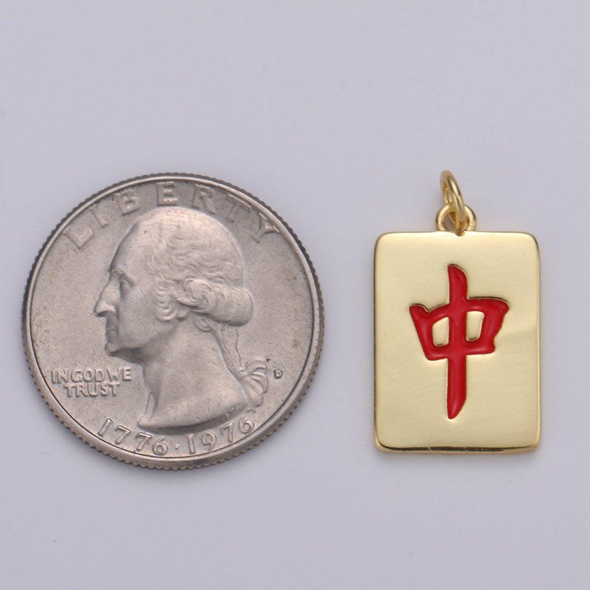 24K Gold Filled Charms for Necklace Bracelet Earring Supply Gold Mahjong Tile Charm Chinese Character Wealth Rich Amulet Charm E-010 E-011 E-012 - DLUXCA