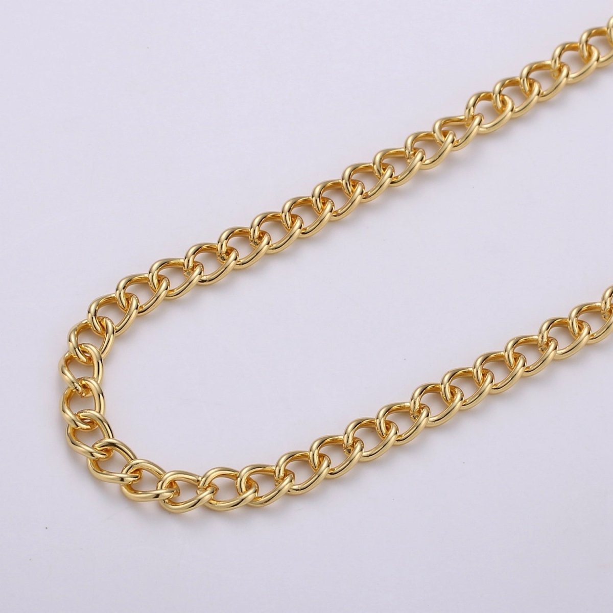 24K Gold Filled Chunky Curb Chain by Yard, Cuban Curb Chain by Yard, Wholesale bulk Roll Chain for Jewelry Making Width 5mm | ROLL-282 Clearance Pricing - DLUXCA