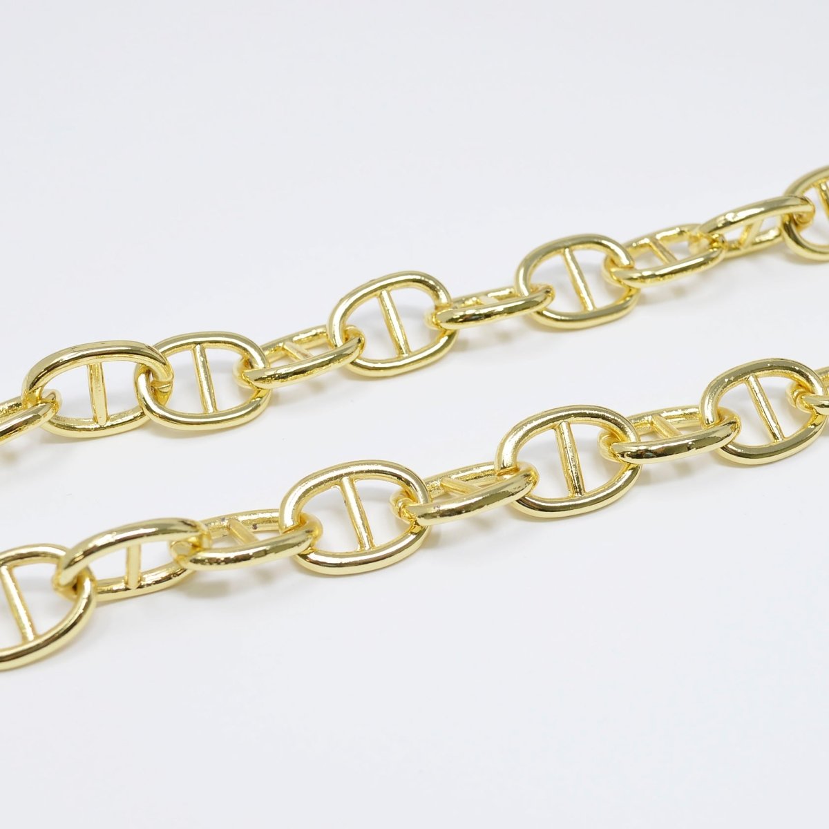 24k Gold Filled Chunky Statement Thick Bold Mariner Anchor Chain by Yard, Wholesale Bulk Roll Chain For Jewelry Making, 13.6X18.4mm Anchor Chain Unfinished Chain For Necklace Bracelet Anklet Component Supply | ROLL-451 Clearance Pricing - DLUXCA