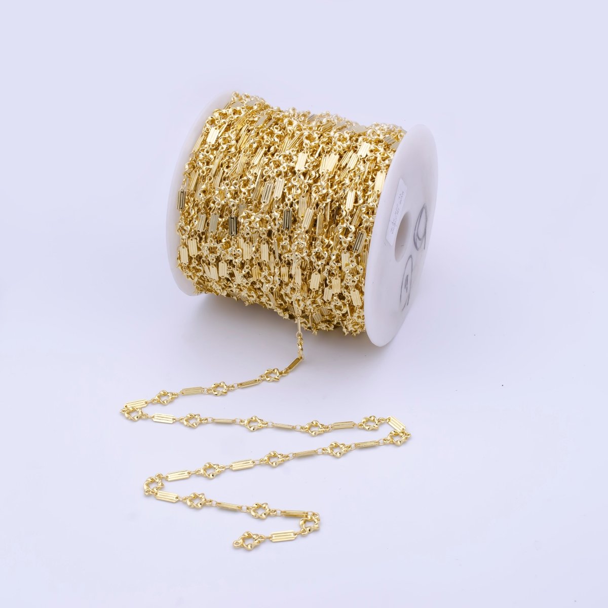 24K Gold Filled Chunky Unique Chain Gold Filled Flat Bar Link Chain, Unique Unfinished Chain in Gold For Jewelry Making | ROLL-780 Clearance Pricing - DLUXCA