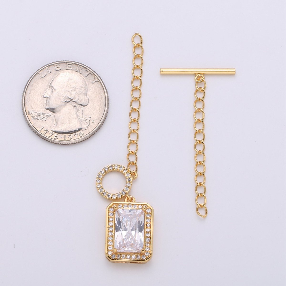 24k gold filled clasps, push in closure clasp jewelry findings for necklace Bracelet making supply Square Diamond Micro Pave Clasp K-448 K-449 - DLUXCA