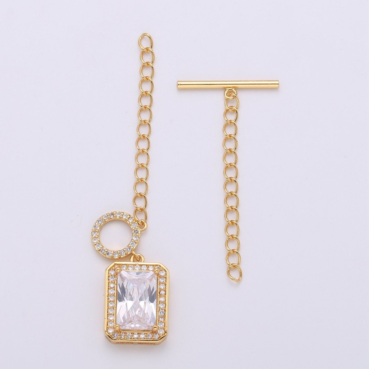 24k gold filled clasps, push in closure clasp jewelry findings for necklace Bracelet making supply Square Diamond Micro Pave Clasp K-448 K-449 - DLUXCA