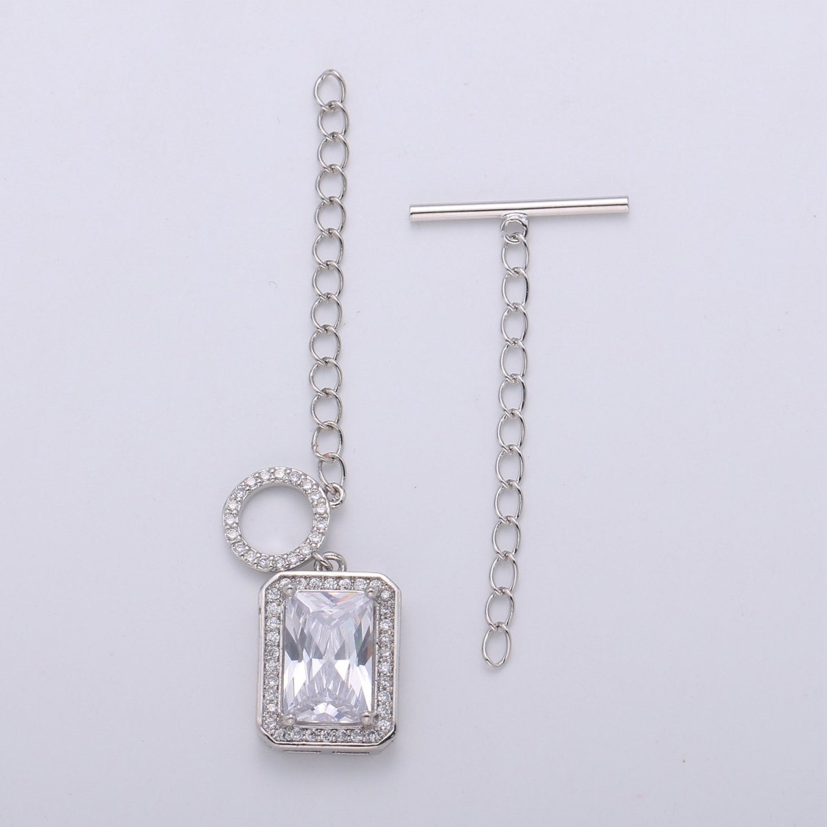 24k gold filled clasps, push in closure clasp jewelry findings for necklace Bracelet making supply Square Diamond Micro Pave Clasp K-448 K-449 - DLUXCA