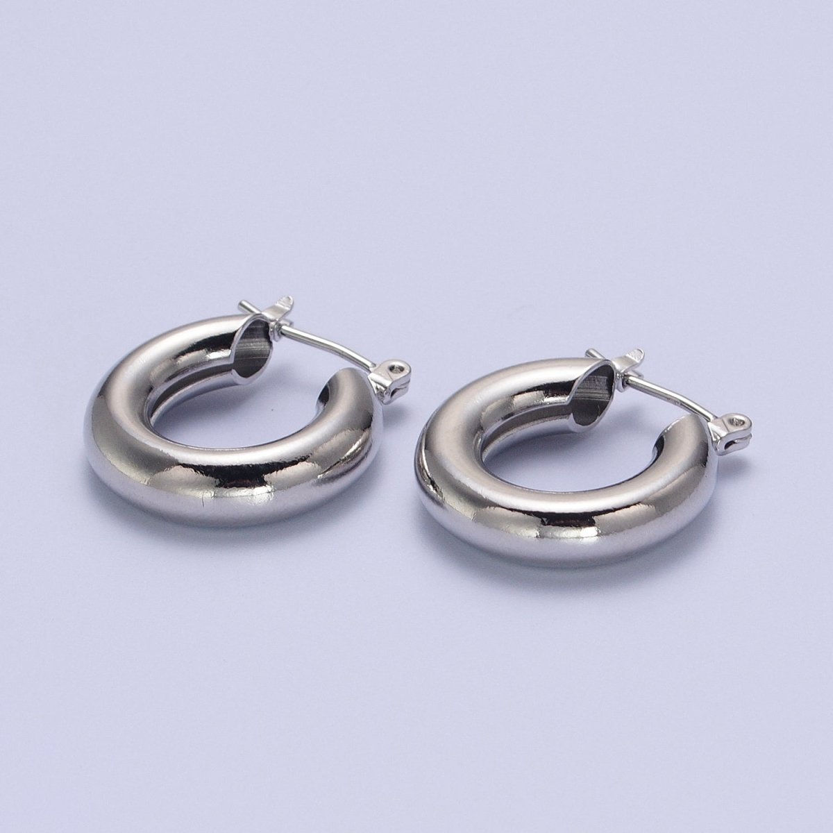 24K Gold Filled Classic Wide Dome 20mm Latch Hoop Earrings in Gold & Silver | Y-170 Y-172 - DLUXCA