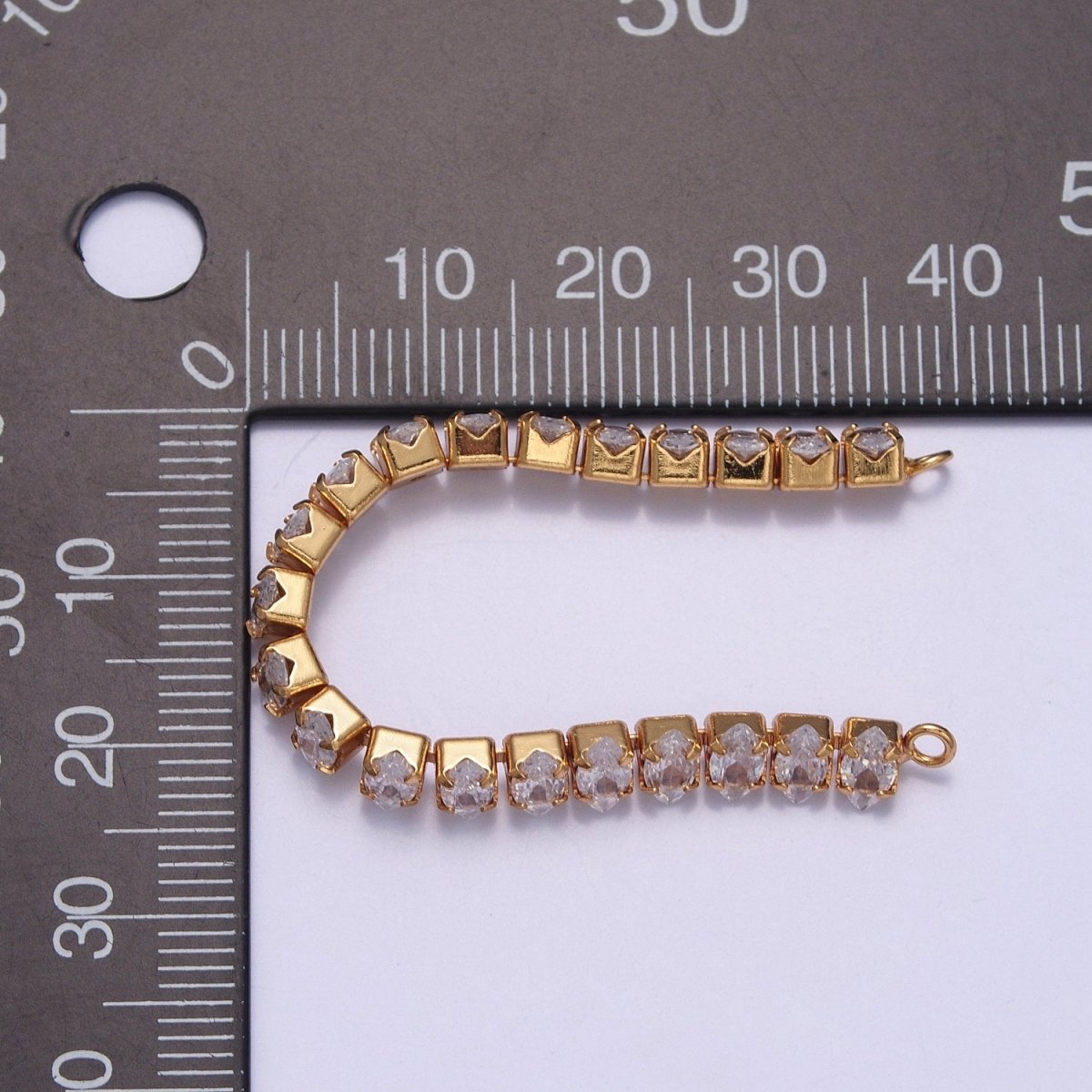24k Gold Filled Clear CZ Marquise Paved connector Bendable Long Bar Connector for DIY Bracelet Component F-218,F-220 - DLUXCA