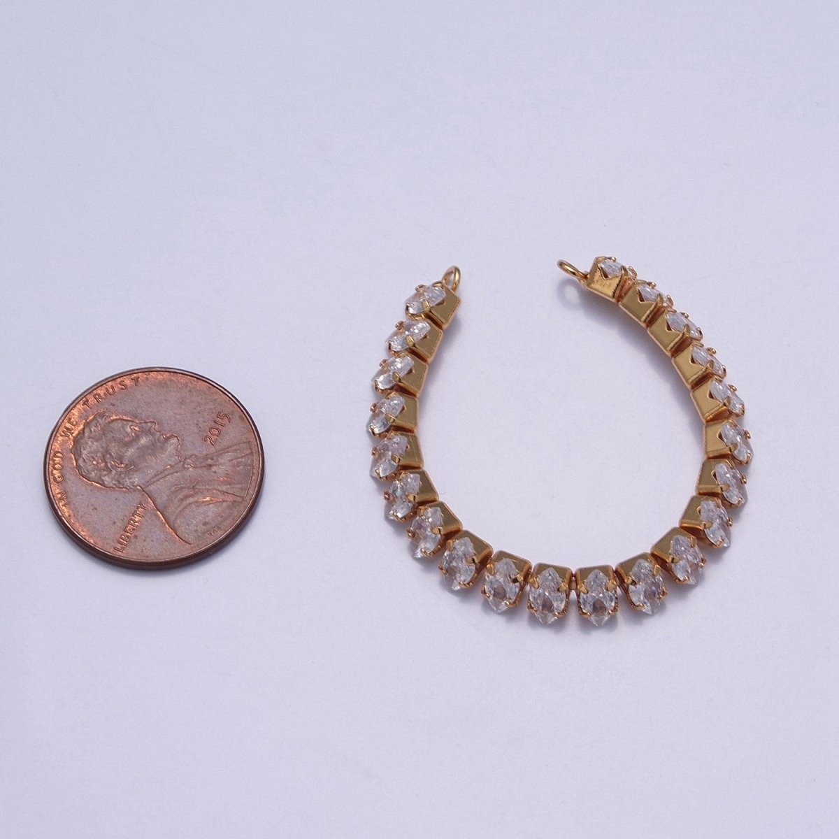 24k Gold Filled Clear CZ Marquise Paved connector Bendable Long Bar Connector for DIY Bracelet Component F-218,F-220 - DLUXCA