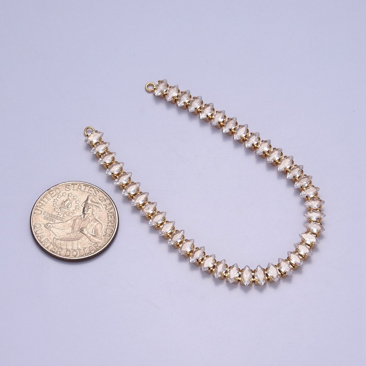 24k Gold Filled Clear CZ Marquise Paved connector Bendable Long Bar Connector for DIY Necklace Component F-222 F-244 - DLUXCA