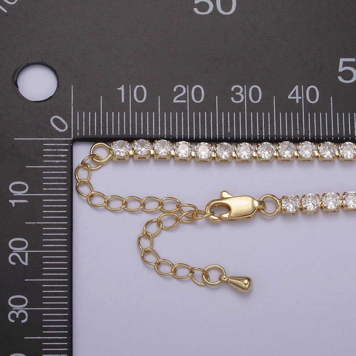 24K Gold Filled Clear CZ Tennis 18 Inch Layering Chain Necklace in Gold & Silver | WA-680 WA-681 Clearance Pricing - DLUXCA