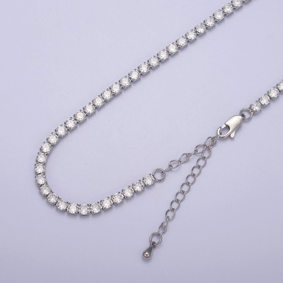 24K Gold Filled Clear CZ Tennis 18 Inch Layering Chain Necklace in Gold & Silver | WA-680 WA-681 Clearance Pricing - DLUXCA